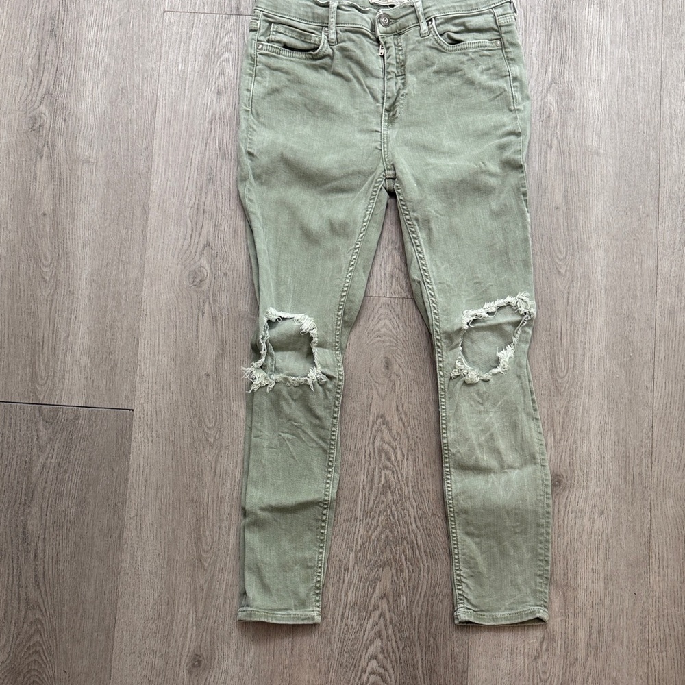 Free People Olive Green Denim Pants